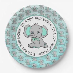 Prato De Papel Chá de fraldas temático do elefante da cerceta e