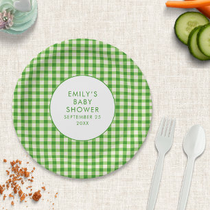 Prato De Papel Chá de fraldas Verde de Nome Gingham