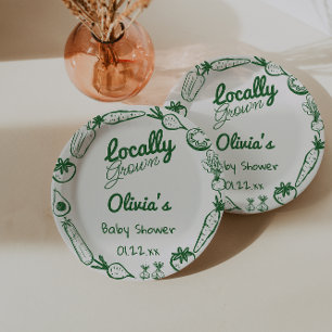 Prato De Papel Chá de fraldas Verde Desenhado de Vegetais Cultiva