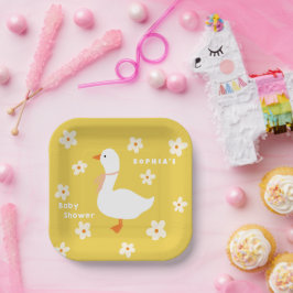 Prato De Papel Chá de fraldas White Goose and Daisies
