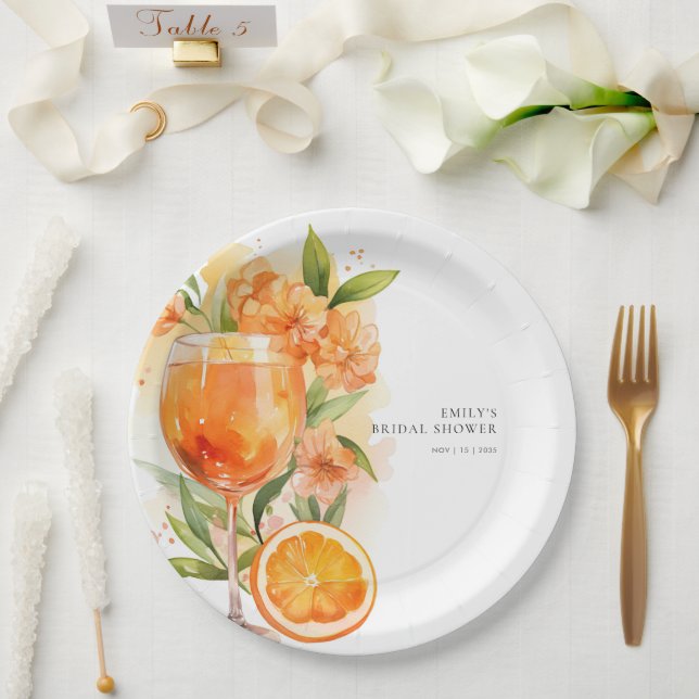 Prato De Papel Chá de Noiva Aperol Spritz (Casamento)