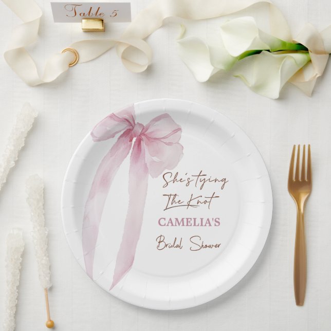 Prato De Papel Chá de Noiva Arco Rosa Ela Está Casando (Casamento)