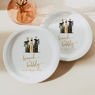 Prato De Papel Chá de Noiva Brunch e Champagne Dourado