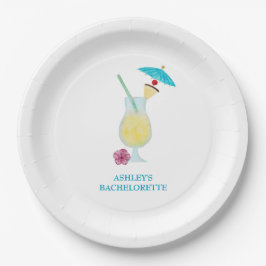 Prato De Papel Chá de Noiva Casamento Tropical Piña Colada 