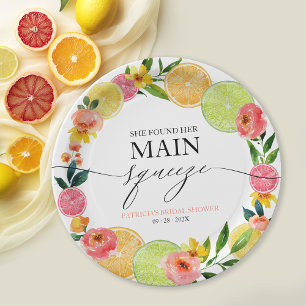 Prato De Papel Chá de Noiva Cítrico Floral Main Squeeze