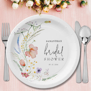 Prato De Papel Chá de Noiva com Flores Silvestres