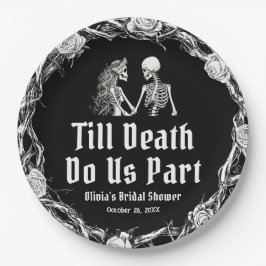 Prato De Papel Chá de Noiva de Halloween Até que a Morte nos Sepa