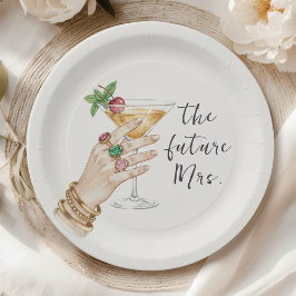 Prato De Papel Chá de Noiva Elegante com Drinks