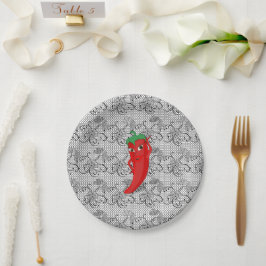 Prato De Papel Chá de Noiva Fiesta Com Pimenta Vermelha e Quente