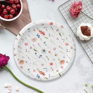 Prato De Papel Chá de Noiva Floral Elegante