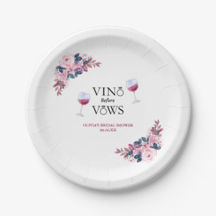 Prato De Papel Chá de Noiva Floral Rosa Vino Before Vows