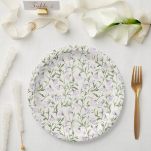 Prato De Papel Chá de Noiva Floral Roxo Bonito