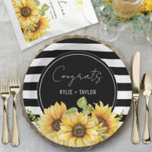 Chá de Noiva Girassol Listras Pretas e Brancas