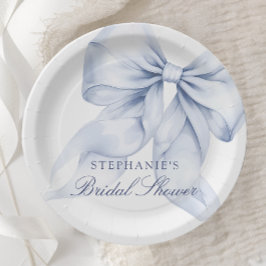 Prato De Papel Chá de Noiva Laço Azul
