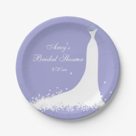 Prato De Papel Chá de Noiva, Lavanda, Borboletas Brancas