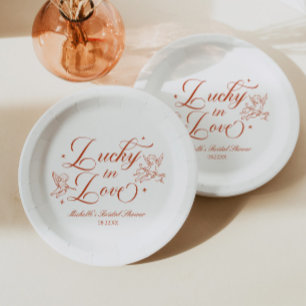 Prato De Papel Chá de Noiva Lucky In Love Vintage Cupid