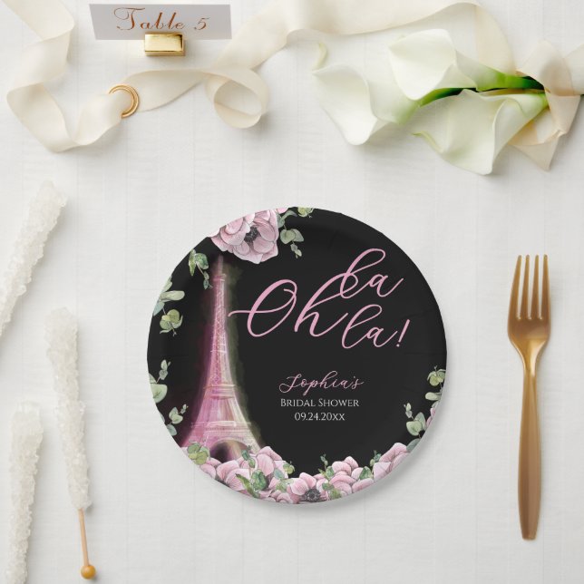 Prato De Papel Chá de Noiva Parisiense Oh La La (Casamento)