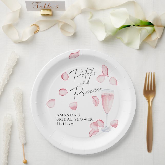 Prato De Papel Chá de Noiva Pétalas e Prosecco (Casamento)