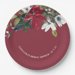 Prato De Papel Chá de Noiva Poinsettia de Inverno