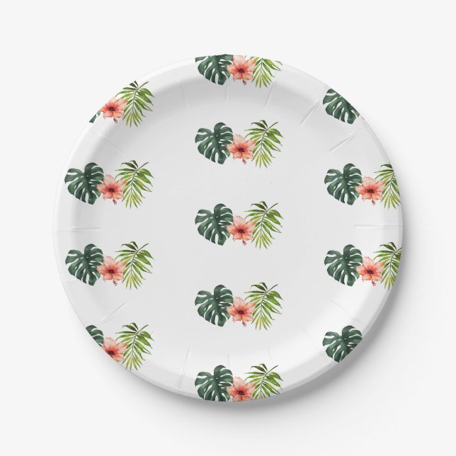 Prato De Papel Chá de Noiva Tropical Monstera Palmeira (Frente)