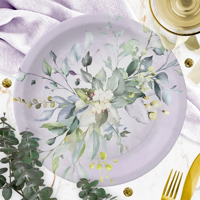 Prato De Papel Chá de Noiva Verde Água-forte Lavanda Roxa (Criador carregado)