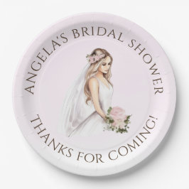 Prato De Papel Chá de panela A Ser De Noiva Cor-De-Rosa Elegante