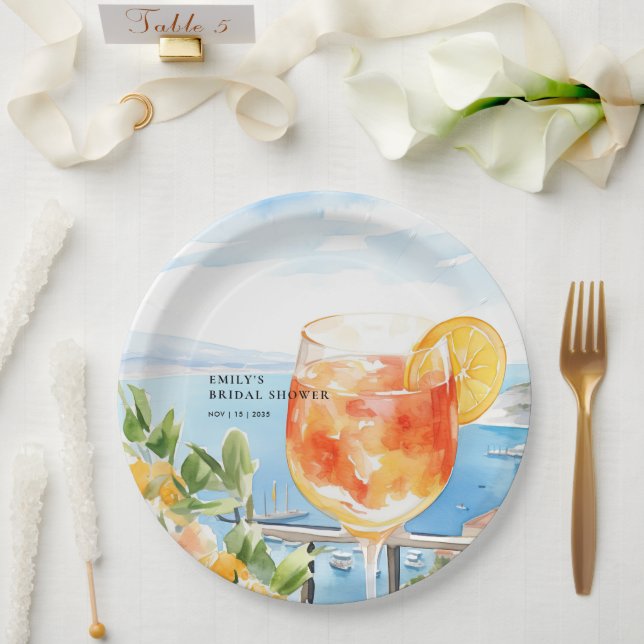 Prato De Papel Chá de panela Aperol Spritz Amalfi (Casamento)