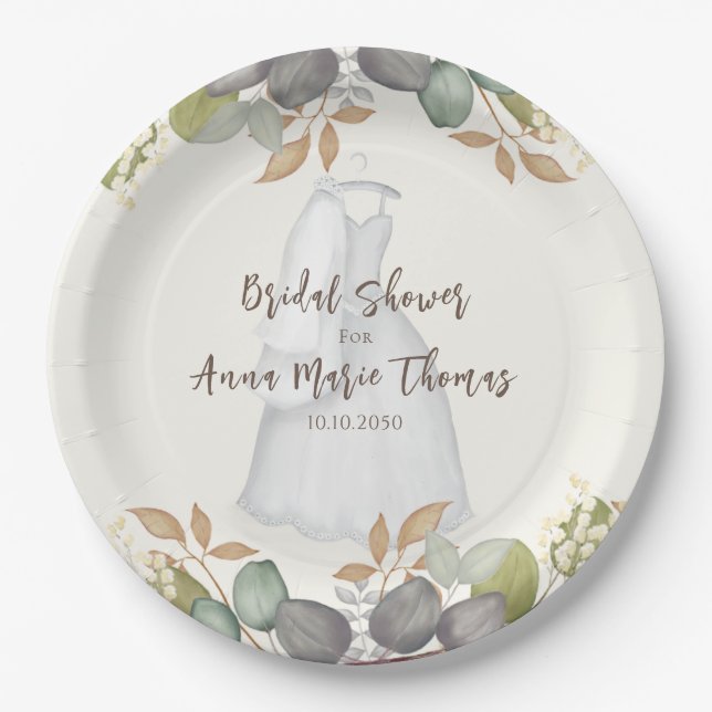 Prato De Papel Chá de panela Autumn Deixa Vestido De Casamento El (Frente)