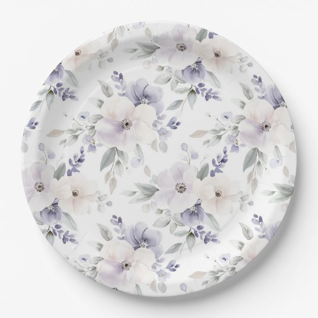 Prato De Papel Chá de panela bonito das flores de Lavanda de marf (Frente)