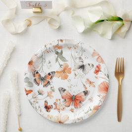 Prato De Papel Chá de panela Bonito de Aquarela de Borboleta