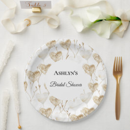 Prato De Papel Chá de panela Brown Cream Boho Hearts
