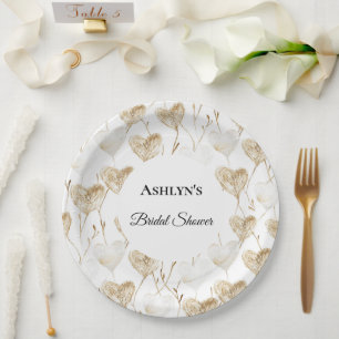 Prato De Papel Chá de panela Brown Cream Boho Hearts