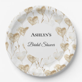 Prato De Papel Chá de panela Brown Cream Boho Hearts