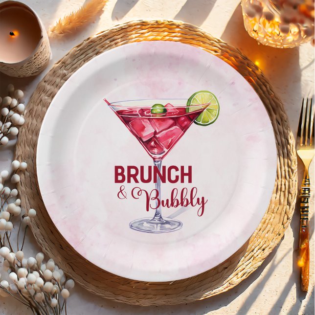 Prato De Papel Chá de panela Brunch e Bubbles (Criador carregado)