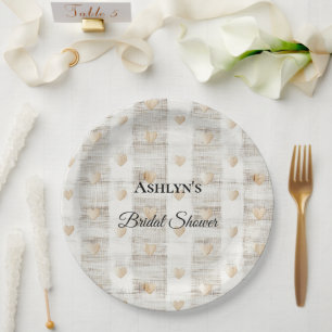 Prato De Papel Chá de panela Cream White Beige Boho Hearts
