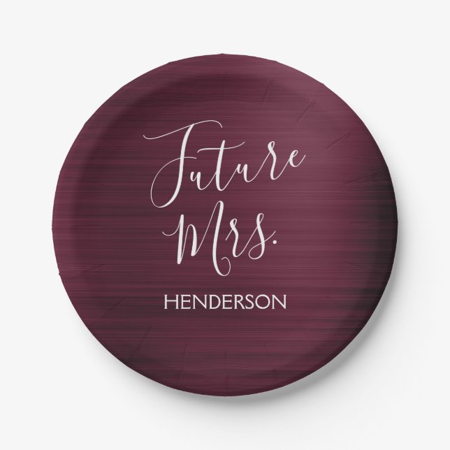 Prato De Papel Chá de panela da futura Sra. Burgundy (Frente)