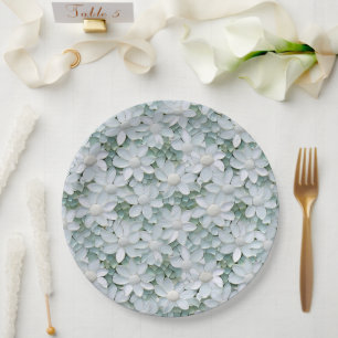Prato De Papel Chá de panela das Flores de Lotus Brancas