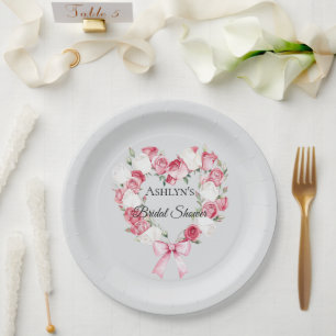 Prato De Papel Chá de panela de Coração Floral Rosa Cor-de-Rosa E