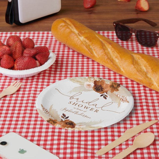 Prato De Papel Chá de panela de Grass Bohemian Laranja Queimado (Piquenique)