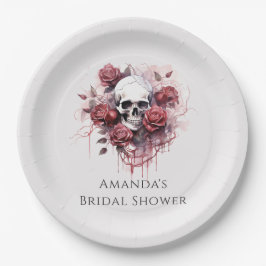 Prato De Papel Chá de panela de Halloween Rosa gótico