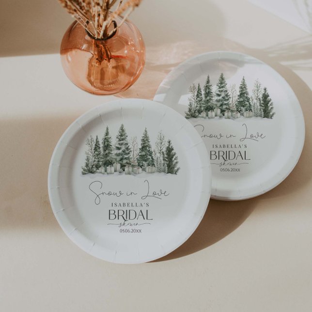 Prato De Papel Chá de panela De Inverno Com Neve Apaixonada (Criador carregado)