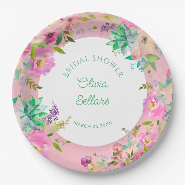 Prato De Papel Chá de panela de Profusão Floral Brilhante (Frente)