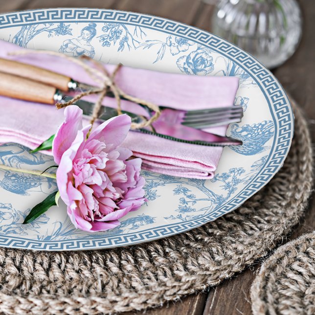 Prato De Papel Chá de panela de Toile de Jouy Azul e Branco (Criador carregado)