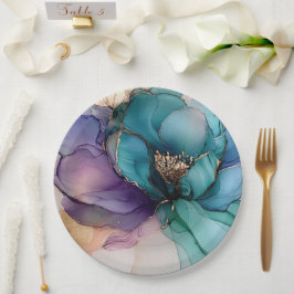 Prato De Papel Chá de panela Dourado Azul Aqua Puro
