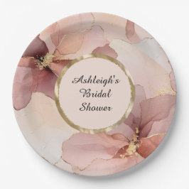 Prato De Papel Chá de panela Dourado Romântico Blush Rosa