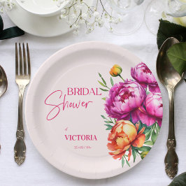 Prato De Papel Chá de panela elegante de pêssego magenta cor-de-r