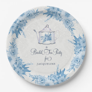 Prato De Papel Chá de panela elegante Tea Party Dusty Blue Flora