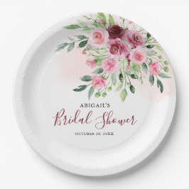 Prato De Papel Chá de panela Floral Burgundy