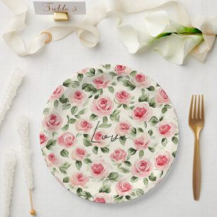 Prato De Papel Chá de panela Floral de Rosas Rosa bonito