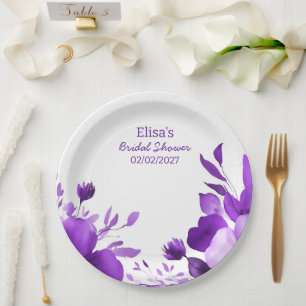 Prato De Papel Chá de panela Personalizado de Aquarela de Blooms